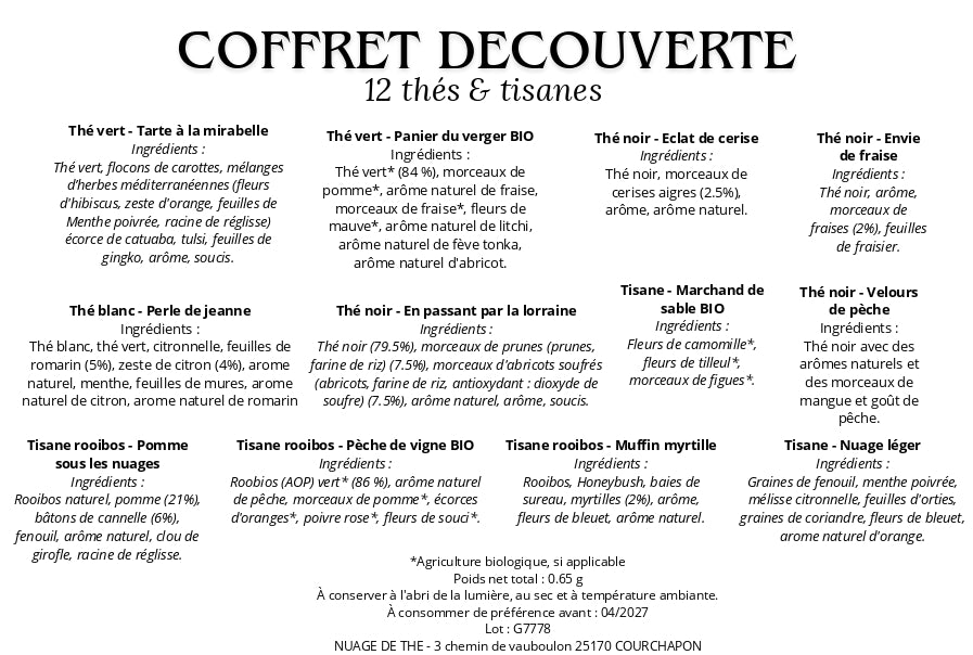 Coffret dégustation - 12 tisanes et thés